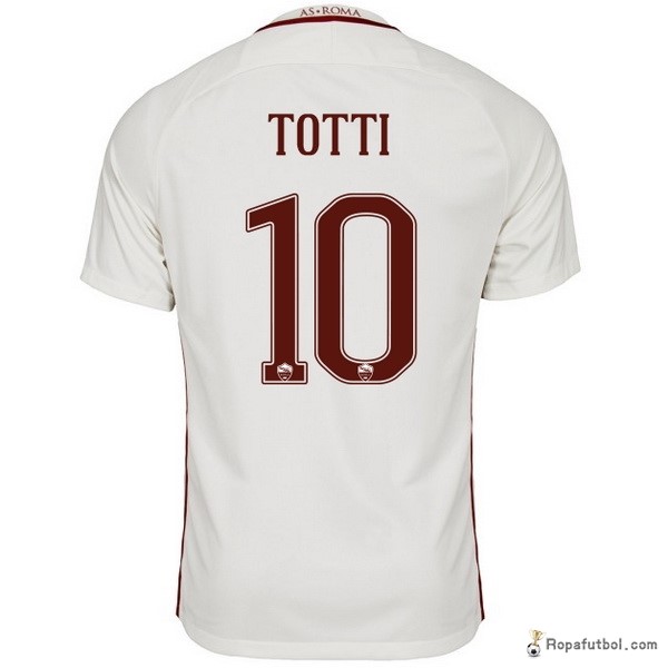 Camiseta As Roma Replica Segunda Ropa Totti 2016/17 Blanco